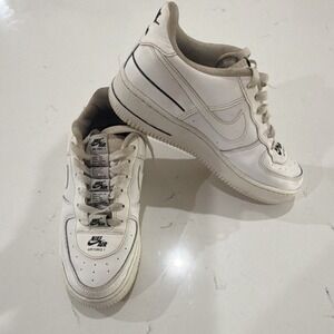 Nike Air Force 1 CJ4092-100 White Leather Unisex Kids Sneaker US 6Y